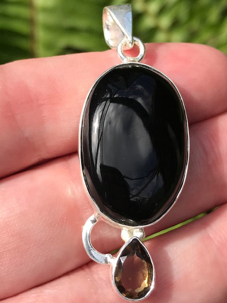 Black Onyx and Smoky Quartz Pendant - Morganna’s Treasures 