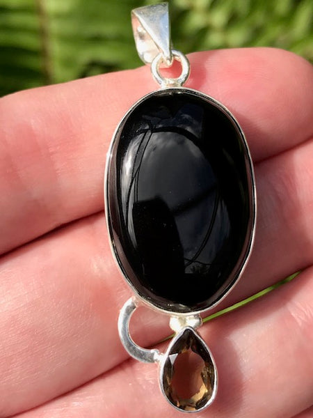 Black Onyx and Smoky Quartz Pendant - Morganna’s Treasures 