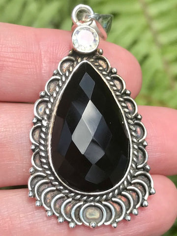 Black Onyx and Opalite Pendant - Morganna’s Treasures 