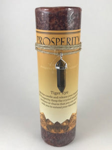 Prosperity Intention Candle with Tigers Eye Pendant - Morganna’s Treasures 