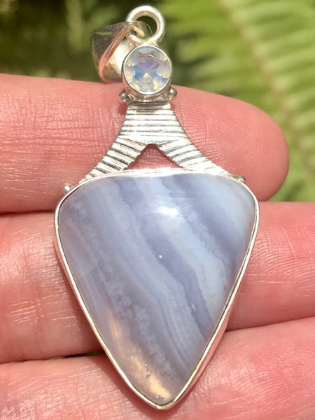 Blue Lace Agate and Opalite Pendant - Morganna’s Treasures 