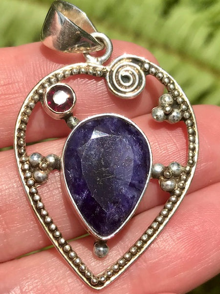 Blue Sapphire and Garnet Pendant - Morganna’s Treasures 