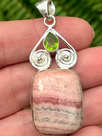 Rhodochrosite and Peridot Pendant - Morganna’s Treasures 