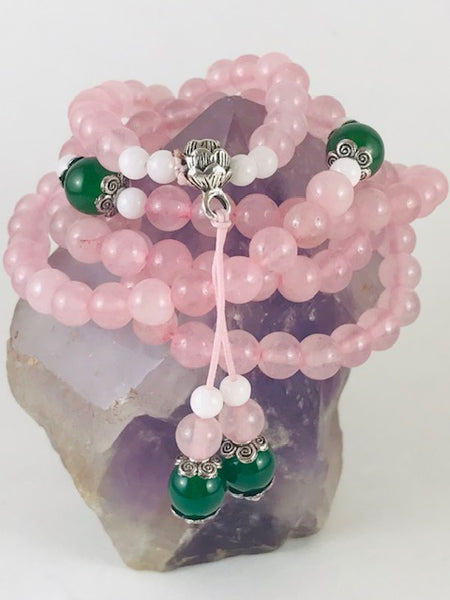 Rose Quartz and Green Aventurine Prayer Beads - Morganna’s Treasures 