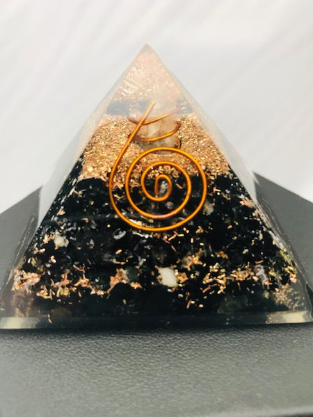 Small Black Tourmaline Orgonite Crystal Pyramid - Morganna’s Treasures 