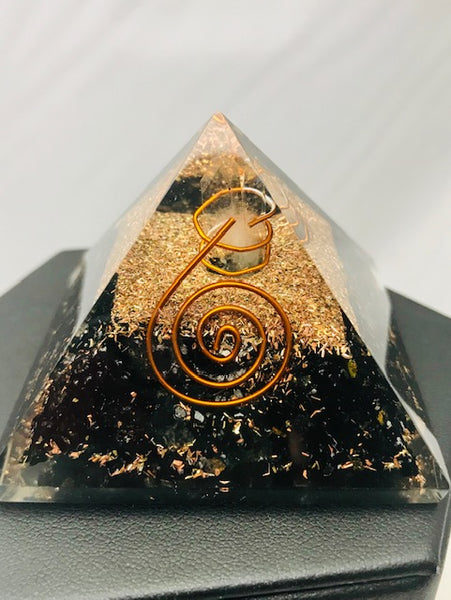 Small Black Tourmaline Orgonite Crystal Pyramid - Morganna’s Treasures 