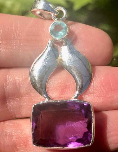 Purple Amethyst and Blue Topaz Pendant - Morganna’s Treasures 