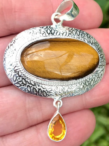 Tigers Eye and Citrine Pendant - Morganna’s Treasures 