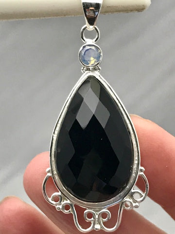 Black Onyx and Opalite Pendant - Morganna’s Treasures 