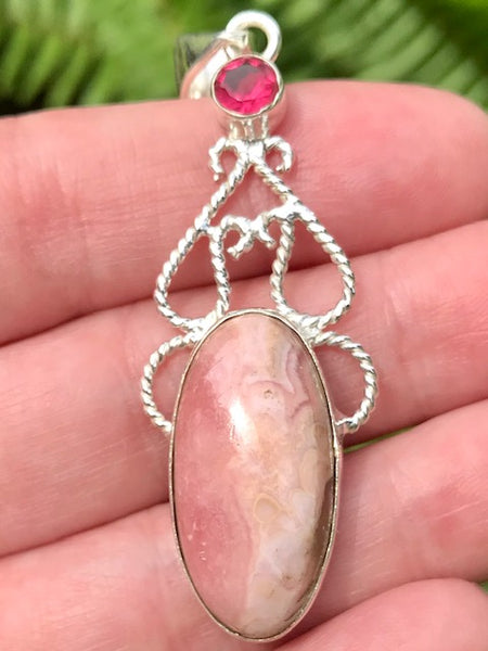 Rhodochrosite and Pink Tourmaline Pendant - Morganna’s Treasures 