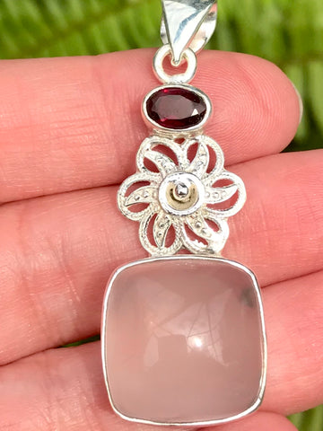 Rose Quartz and Garnet Pendant - Morganna’s Treasures 