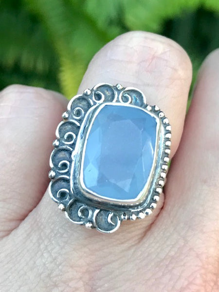 Blue Chalcedony Cocktail Ring Size 6 - Morganna’s Treasures 