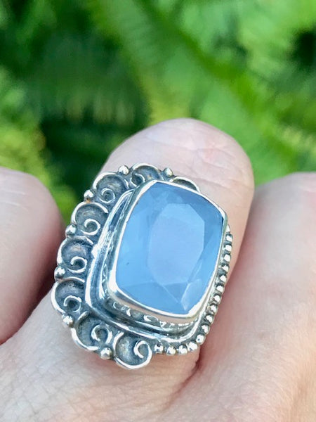 Blue Chalcedony Cocktail Ring Size 6 - Morganna’s Treasures 