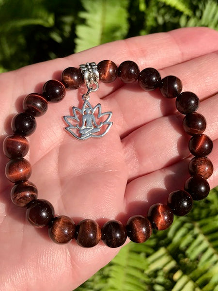 Red Tigers Eye Lotus Bracelet - Morganna’s Treasures 