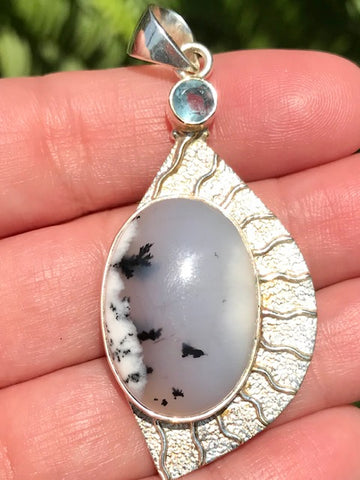 Merlinite and Blue Topaz Pendant - Morganna’s Treasures 