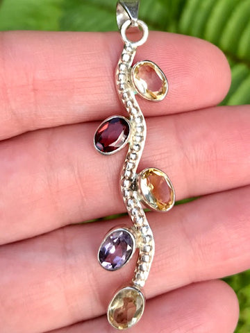 Amethyst, Citrine and Garnet Pendant - Morganna’s Treasures 