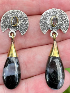 Indigo Gabbro and Herkimer Diamond Earrings - Morganna’s Treasures 