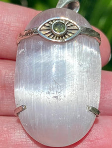 Moldavite and Selenite Eye Pendant - Morganna’s Treasures 