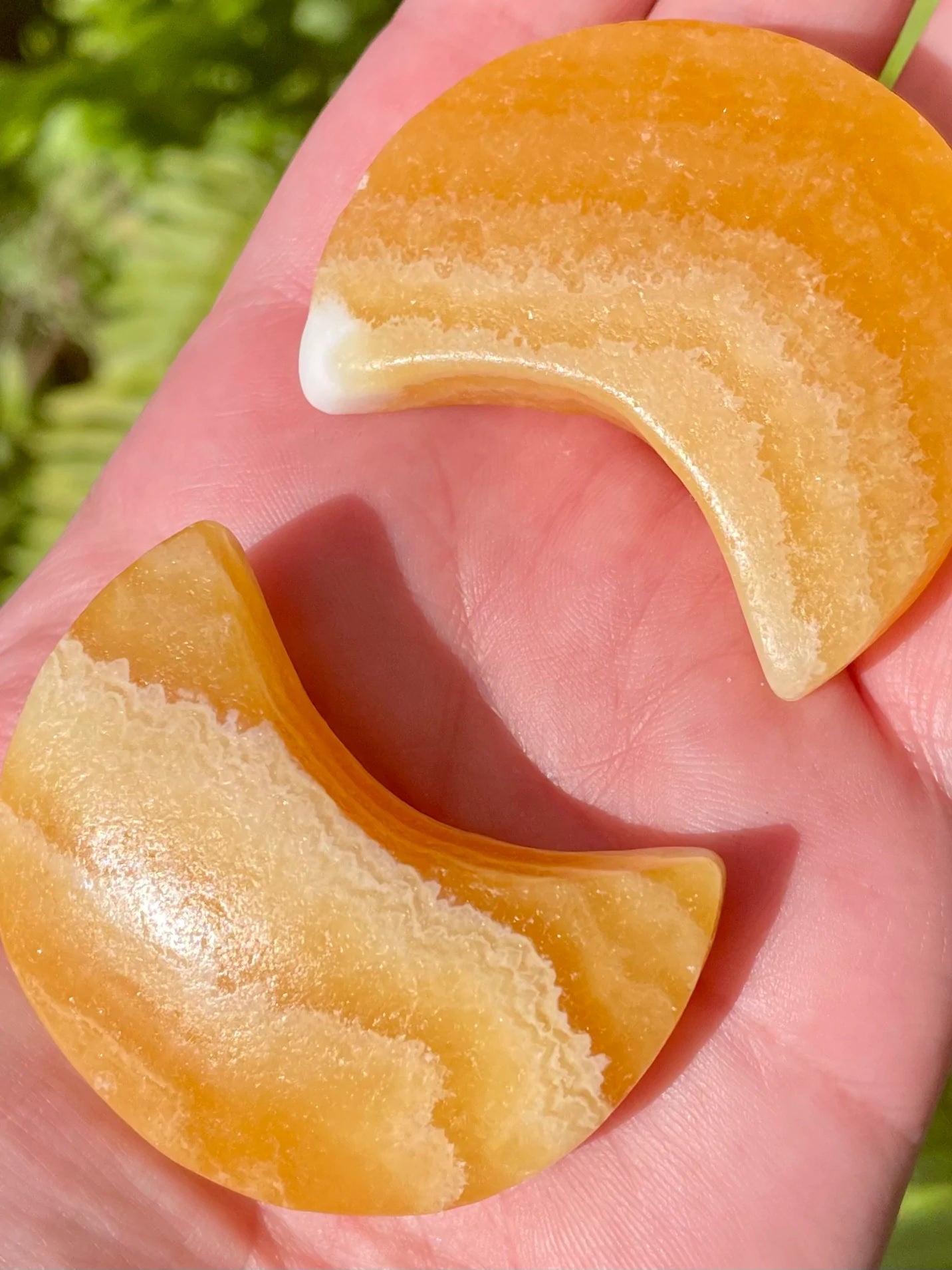 Orange Calcite Moon Palm Stones - Morganna’s Treasures 