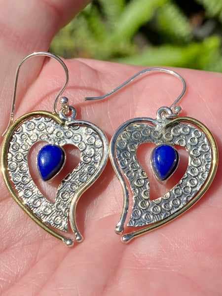 Lapis Lazuli Heart Earrings - Morganna’s Treasures 