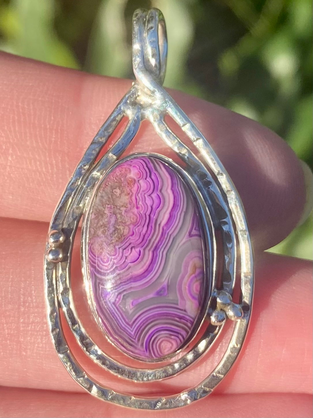 Mexican Laguna Lace Agate Pendant - Morganna’s Treasures 