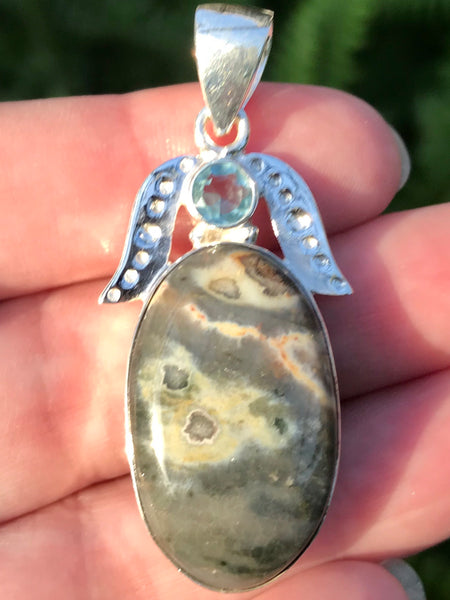 Ocean Jasper and Blue Topaz Pendant - Morganna’s Treasures 