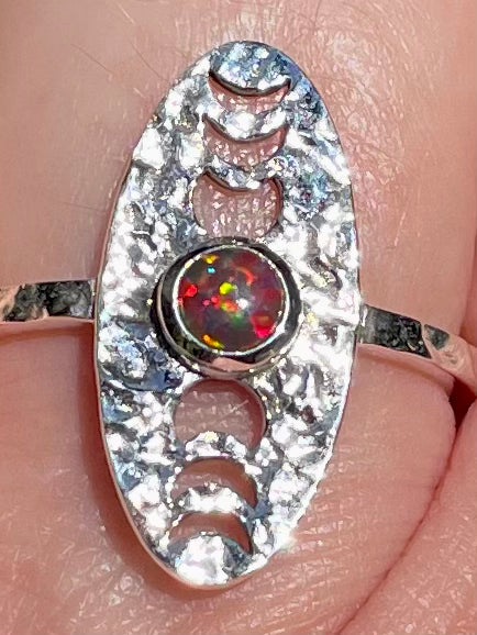 Fire Opal Phases of the Moon Ring Size 7.5 - Morganna’s Treasures 