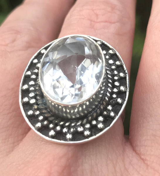 Clear Quartz Cocktail Ring Size 7.75 - Morganna’s Treasures 