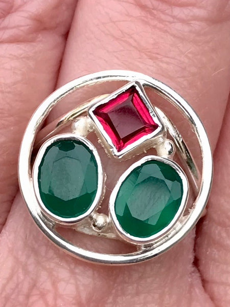 Green Onyx and Pink Tourmaline Ring Size 7.75 - Morganna’s Treasures 