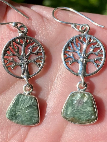 Green Seraphinite Tree of Life Earrings - Morganna’s Treasures 