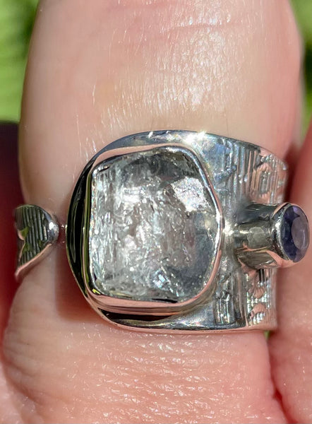 Rough Aquamarine and Iolite Ring Size 8 Adjustable - Morganna’s Treasures 