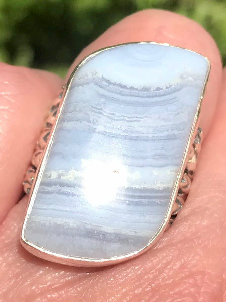 Blue Lace Agate Cocktail Ring Size 7 - Morganna’s Treasures 