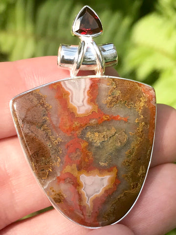 Red Seam Agate and Garnet Pendant from Morocco - Morganna’s Treasures 