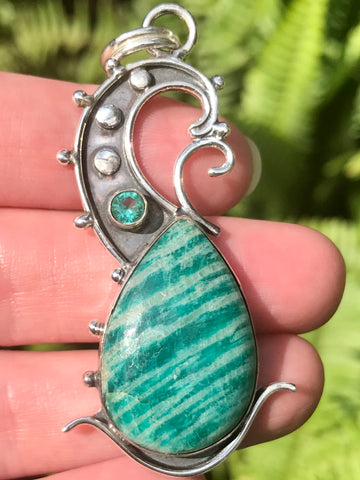 Amazonite and Blue Apatite Pendant - Morganna’s Treasures 