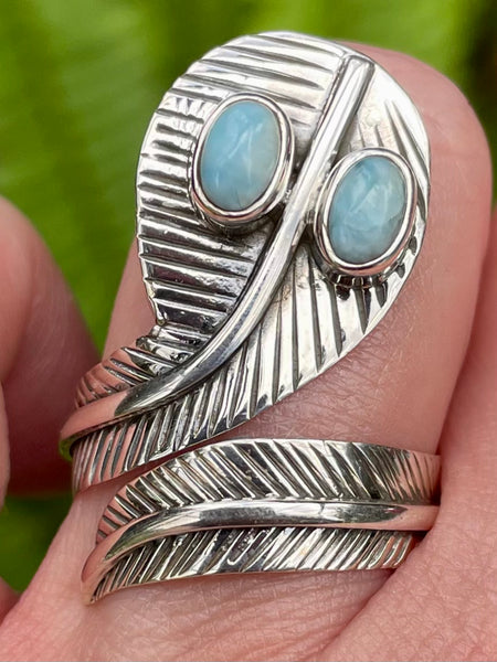 Larimar Feather Ring Size 8 - Morganna’s Treasures 