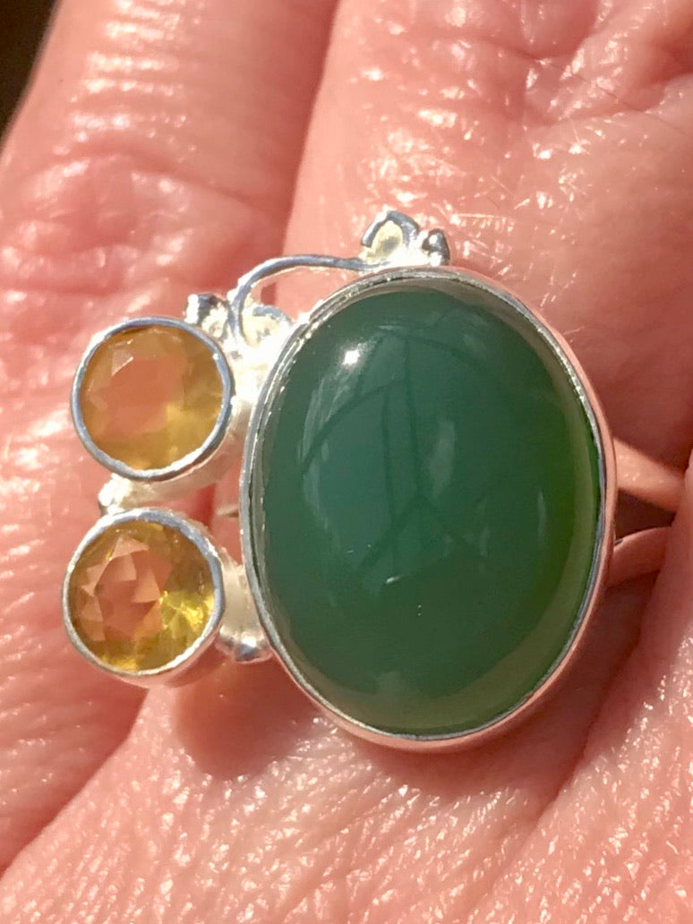 Green Onyx and Citrine Ring Size 7 - Morganna’s Treasures 