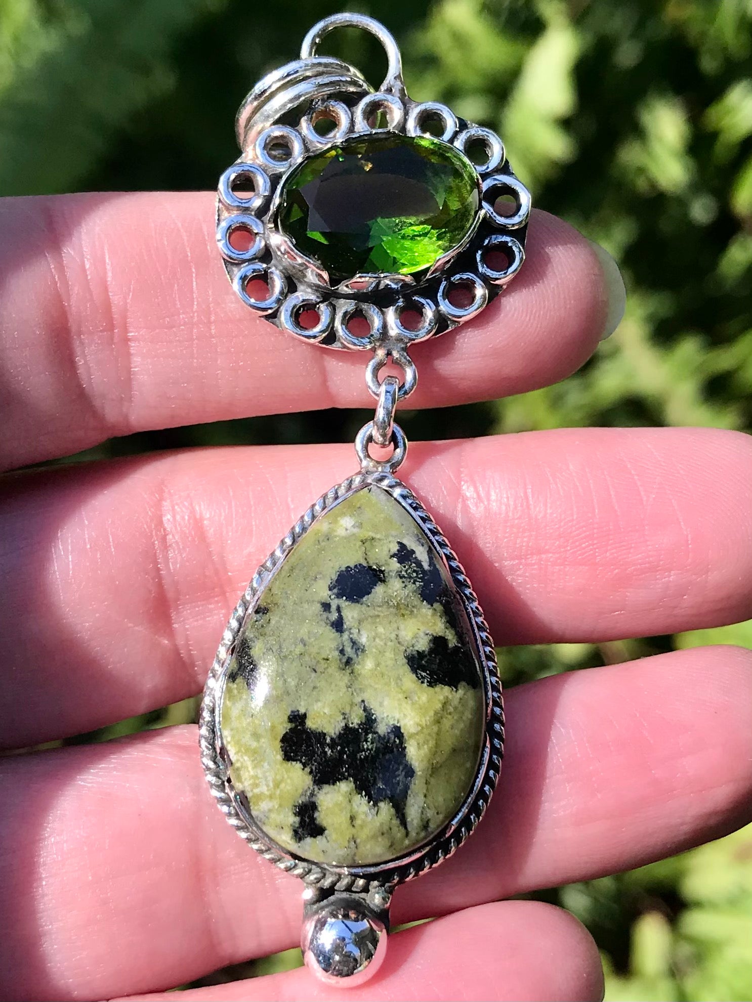 Green Jasper and Peridot Pendant - Morganna’s Treasures 