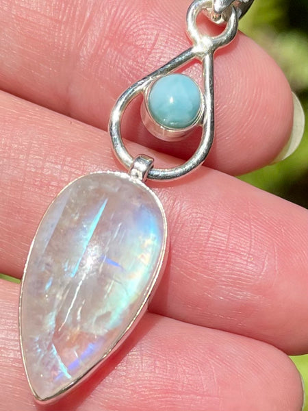 Rainbow Moonstone and Larimar Pendant - Morganna’s Treasures 