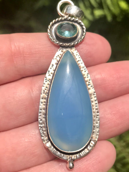 Blue Chalcedony and Blue Topaz Pendant - Morganna’s Treasures 