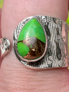 Green Copper Turquoise Ring Size 8.5 Adjustable - Morganna’s Treasures 