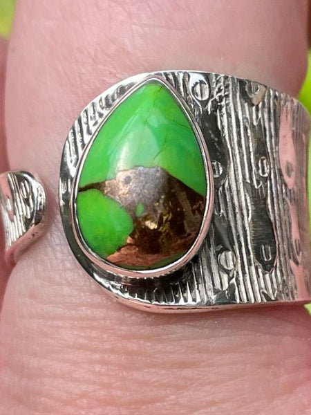 Green Copper Turquoise Ring Size 8.5 Adjustable - Morganna’s Treasures 