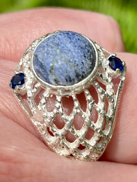 Rough Lapis Lazuli and Blue Sapphire Ring Size 7 - Morganna’s Treasures 