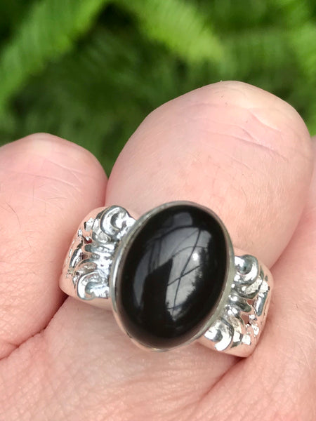 Black Onyx Cocktail Ring Size 7.5 - Morganna’s Treasures 