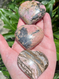 Rhodonite Heart Palm Stones - Morganna’s Treasures 