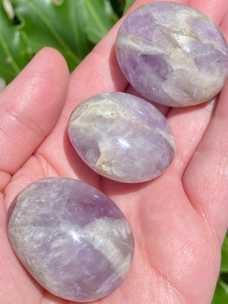 Small Chevron Amethyst Palm Stone - Morganna’s Treasures 