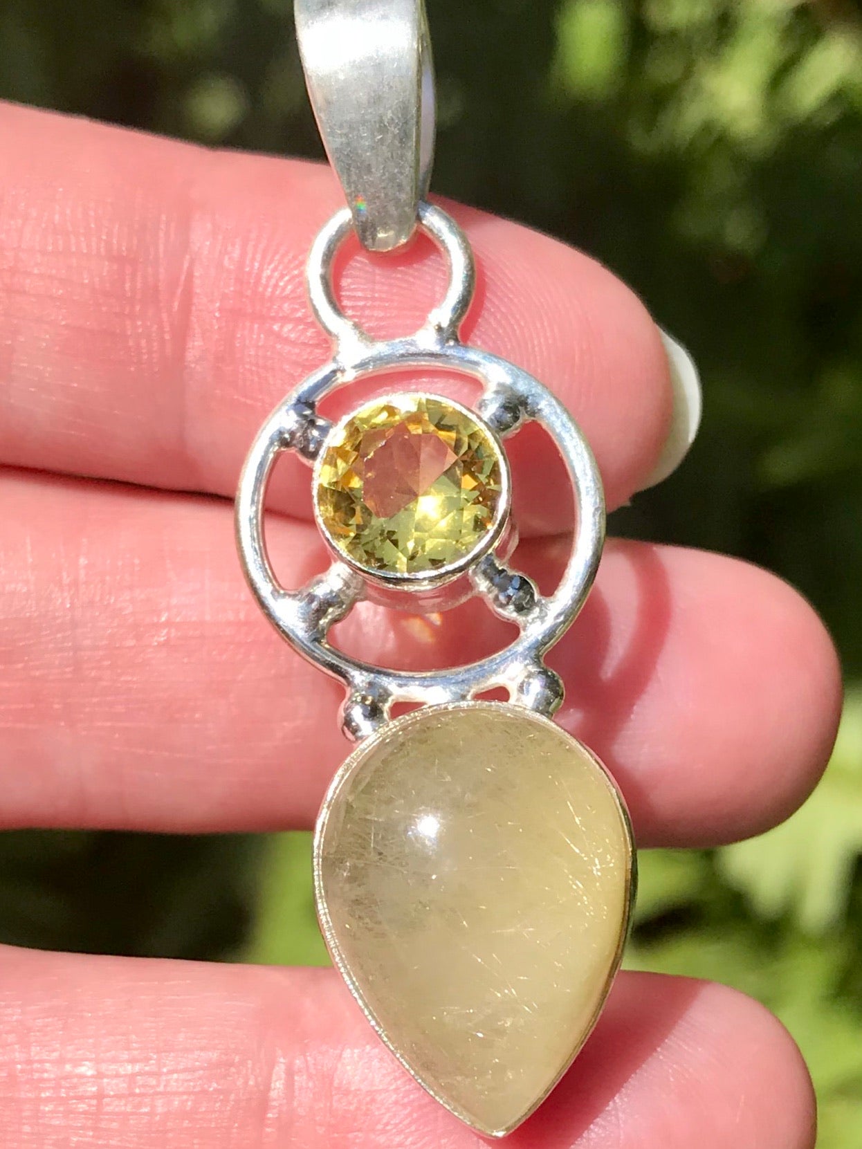 Rutilated Quartz and Lemon Topaz Pendant - Morganna’s Treasures 