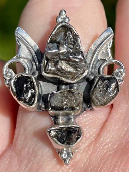 Angel Wings Meteorite Campo del Cielo and Rough Shungite Ring Size 7.5 - Morganna’s Treasures 