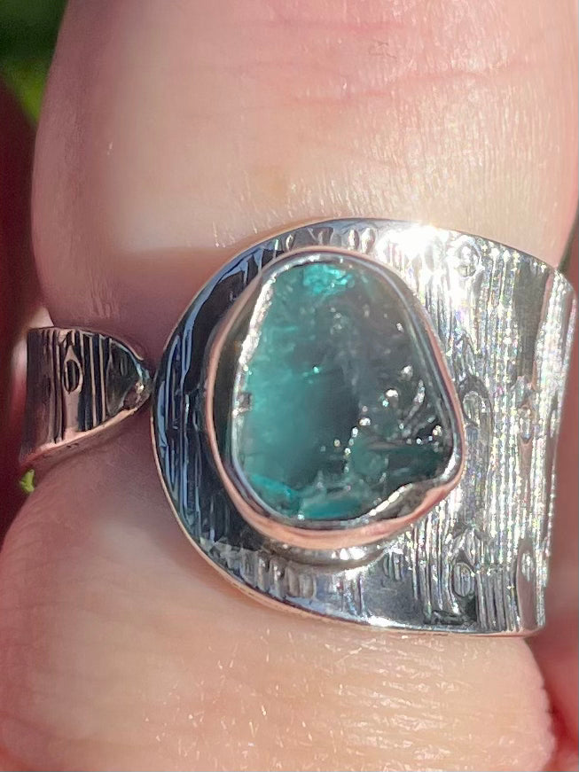 Rough Aquamarine Ring Size 8 Adjustable - Morganna’s Treasures 