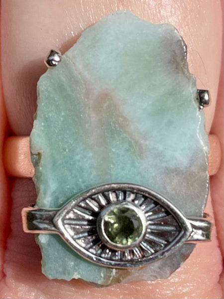 Larimar and Moldavite Ring Size 7.25 - Morganna’s Treasures 