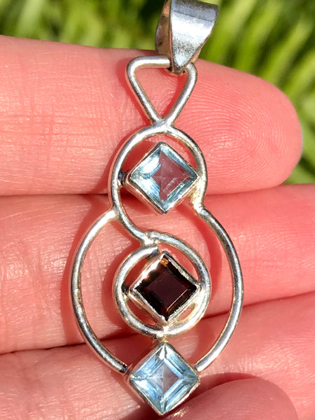 Blue Topaz and Smoky Quartz Pendant - Morganna’s Treasures 